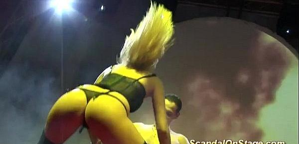  naked blonde lapdance on public stage